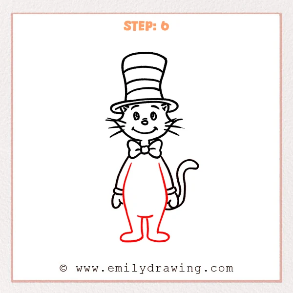 how to draw a cat in the hat - Step 6